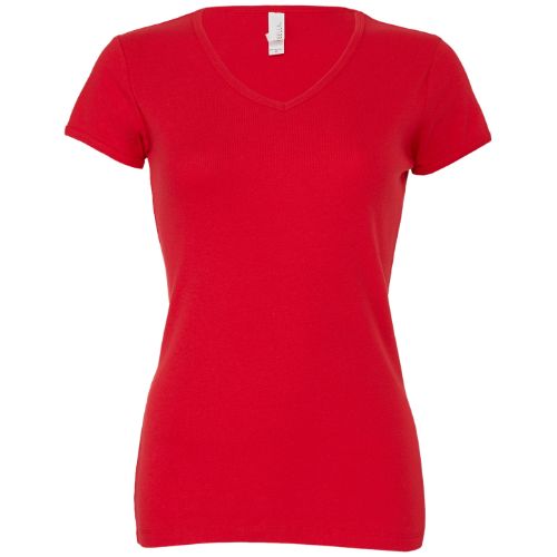 Bella Canvas Baby Rib Short Sleeve V-Neck T-Shirt Red